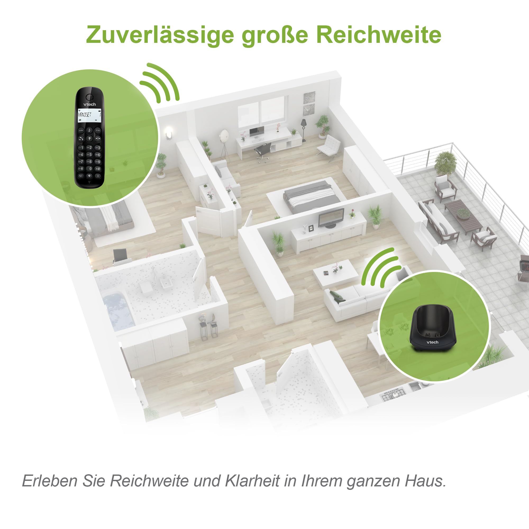 VTech CS1401 DECT Schnurloses Telefon 2 Mobilteile mit Anrufersperre, Freisprecheinrichtung, Anrufererkennung/Anklopffunktion, Hintergrundbeleuchtung Display, ECO-Modus Geringe Strahlung, Schwarz