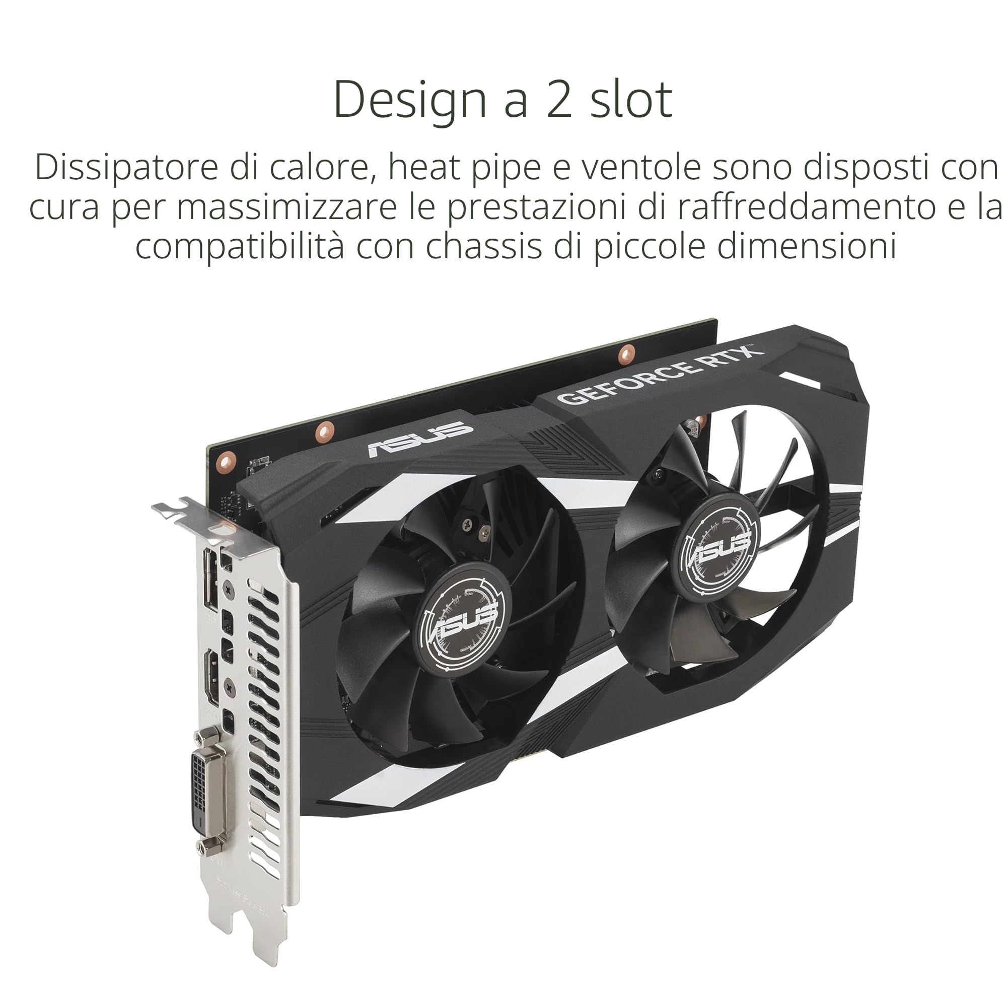 ASUS DUAL NVIDIA GeForce RTX 3050 OC Edition Scheda Video 6 GB GDDR6, Multiprocessore Streaming NVIDIA Ampere, Resistenza alla Polvere IP5X, Auto-Extreme, GPU Tweak III, Nero, DUAL-RTX3050-O6G