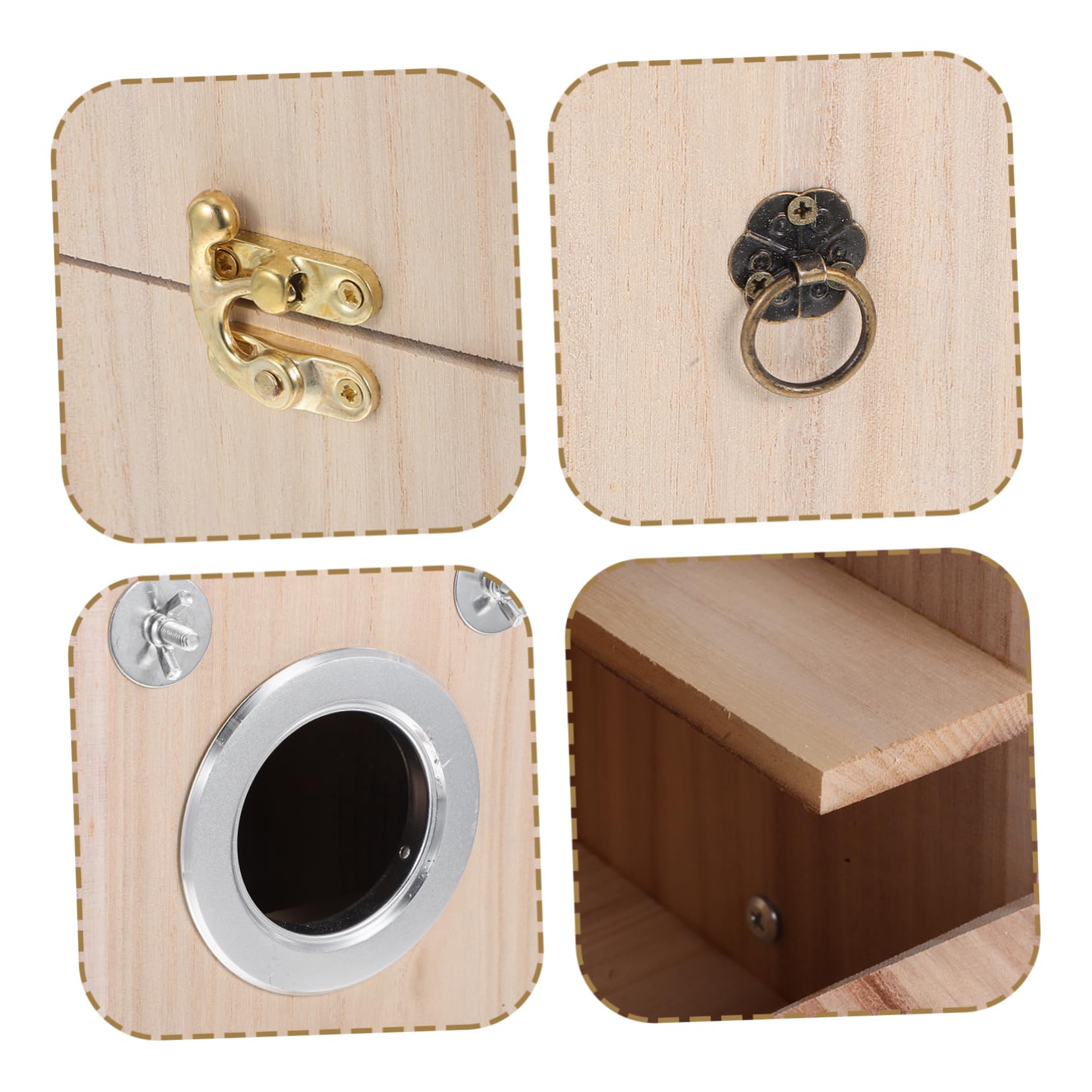 Nichoir de Reproduction Carré pour Oiseaux en Bois, Beige | Lieu de Repos Jeu, Design Simple et Créatif, Adapté aux Petits Oiseaux et Canaris