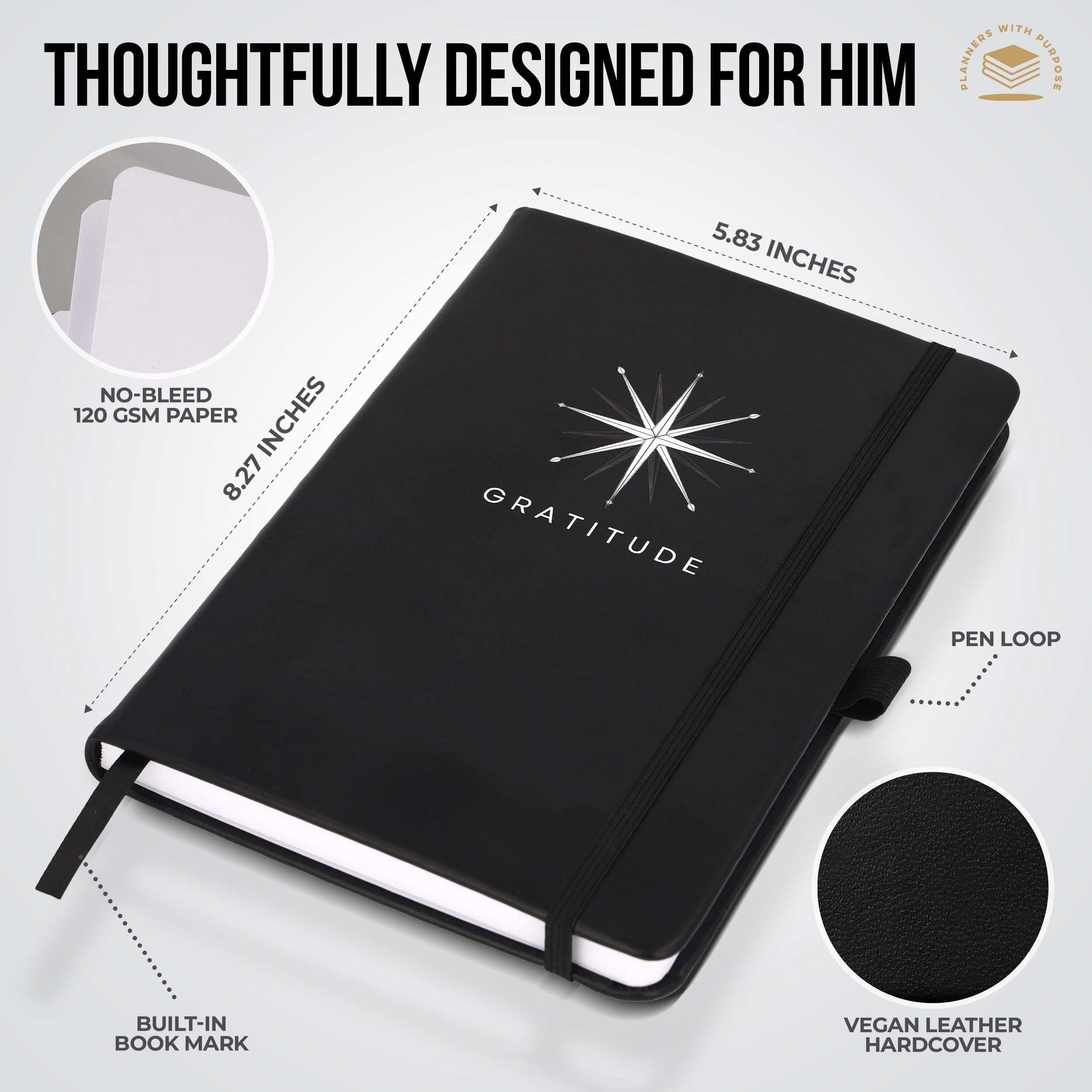 Gratitude Journal For Men – Daily 5-Minute Self-Care Planner With Prompts For Positivity & Mental Wellness