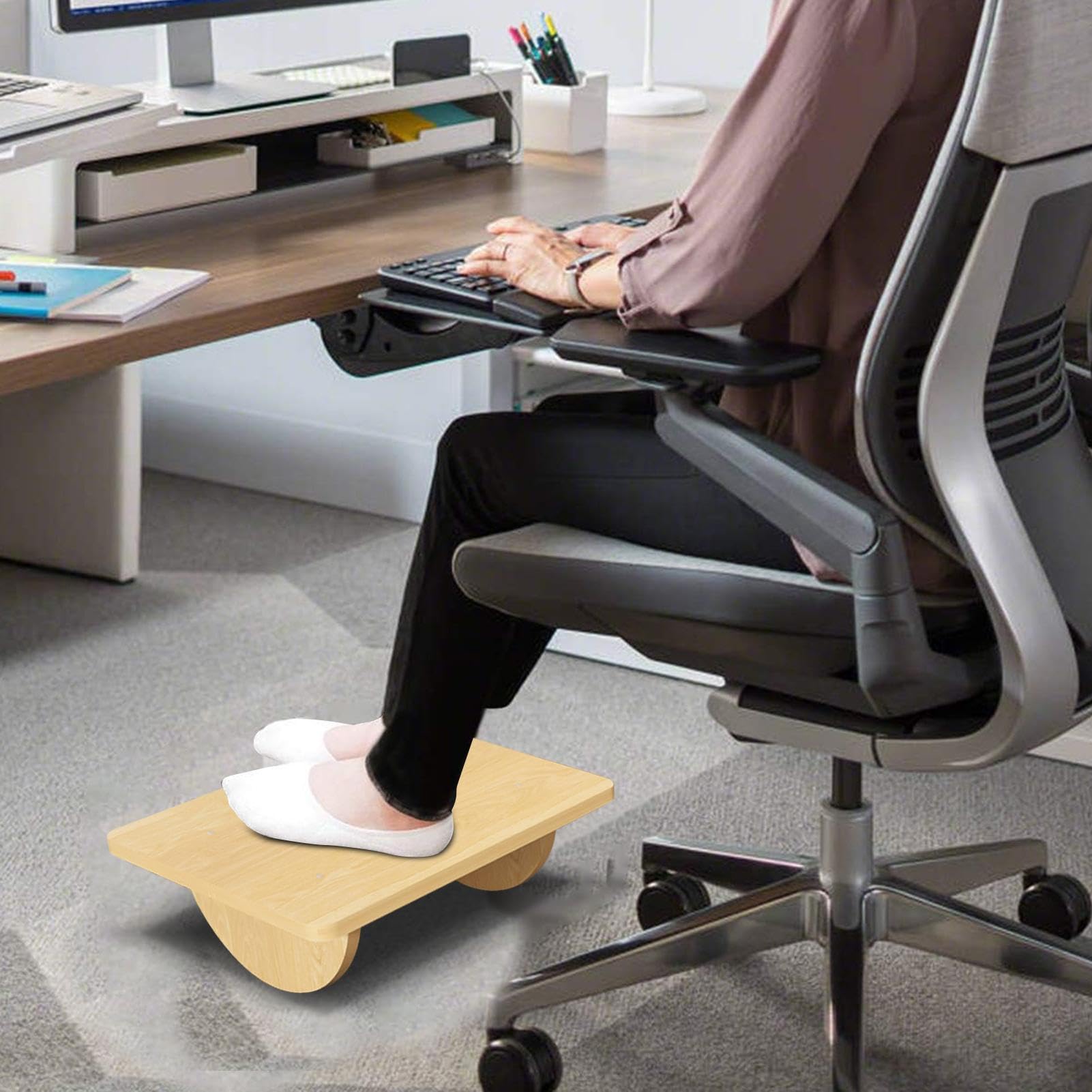Ergonomische Fußstütze unter dem Schreibtisch, verstellbare