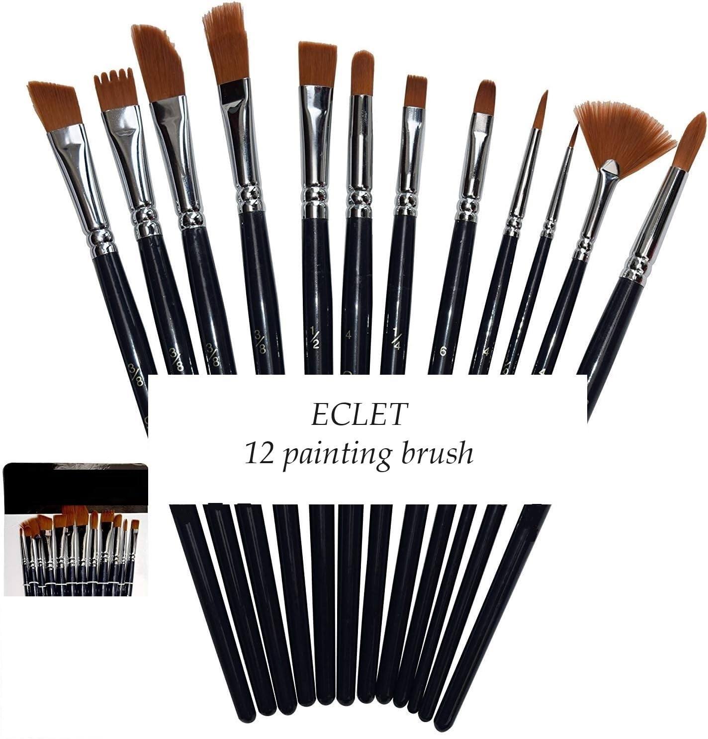 Eclet Craft Painting Brushes Set of 12 Professional Round Pointed Tip Nylon Hair Artist Acrylic Paint Brush for Acrylic/Watercolor/Oil Painting(G)-image-35