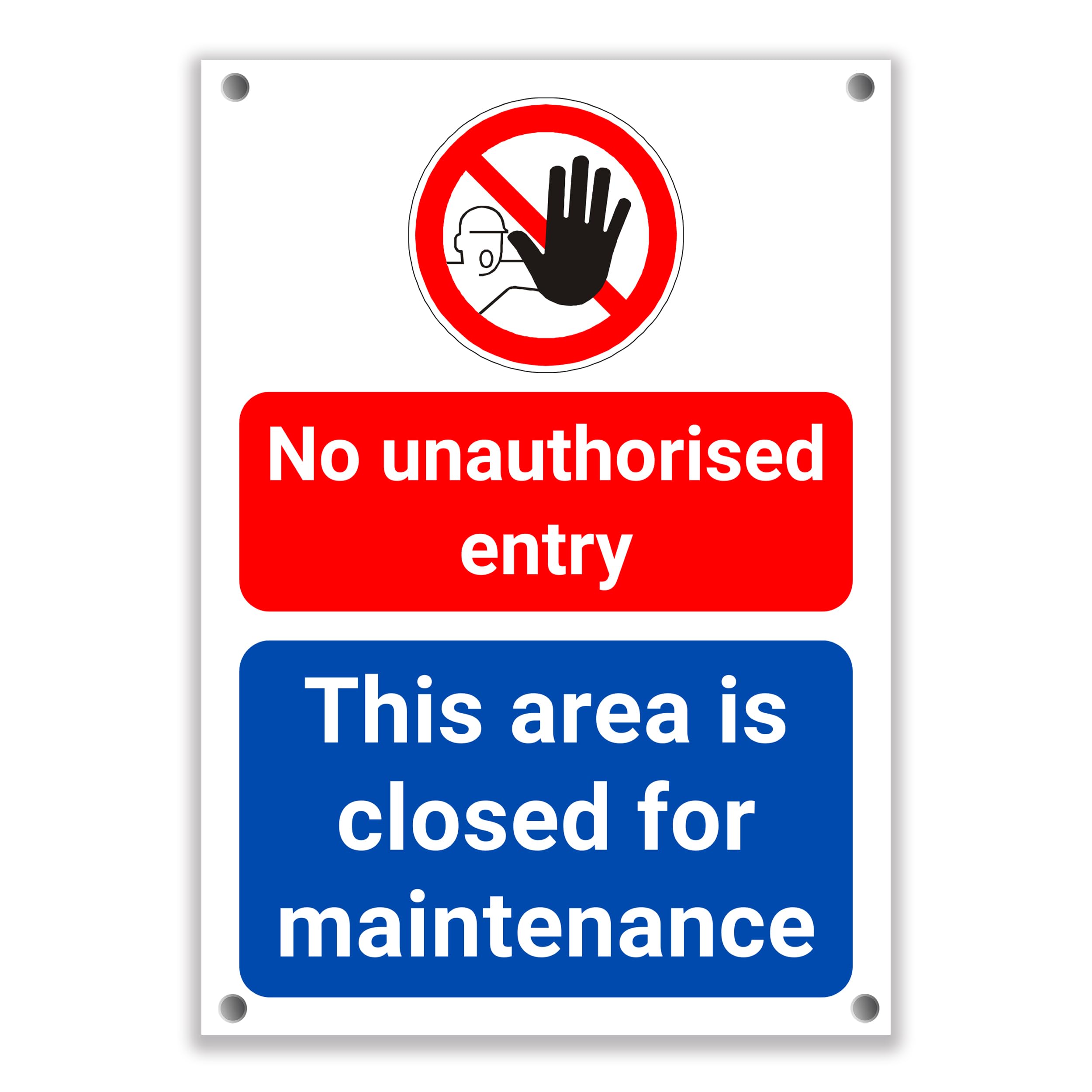 LP Lifestyle No Unauthorised Entry Sign – Area Closed for Maintenance Safety Notice, Waterproof PVC Prohibition Sign with Symbol, Suitable for Construction Sites No.283 (A4 (210mm x 297mm) – Holes)