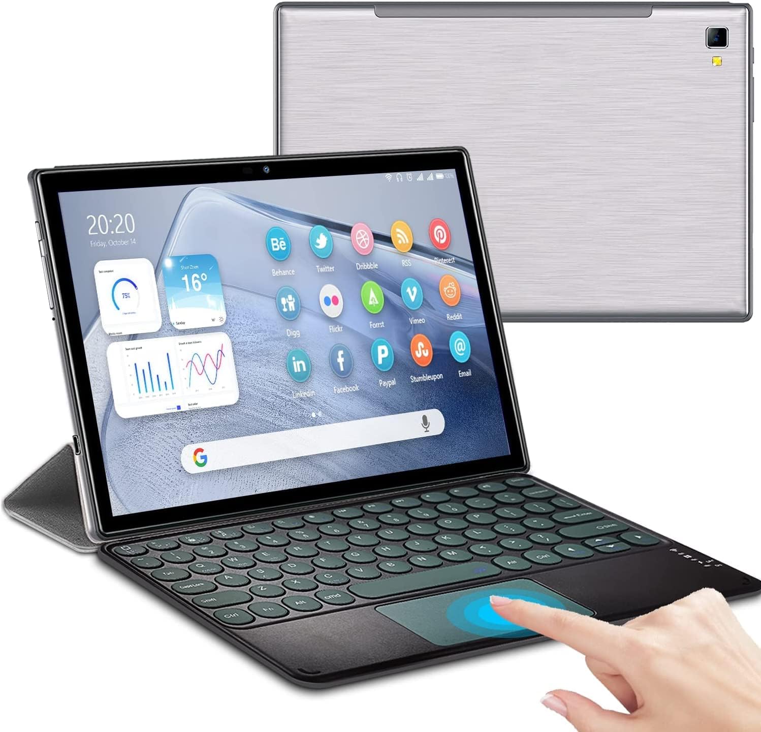 Tablet 10 Pollici 1920x1200 IPS 8 Core 2.0GHz 6GB RAM+64GB ROM(TF 512GB) 2 in 1 in offerta 4G LTE/SIM/5G WiFi/BT4.3/7000mAh/ 8MP Camera/Face ID/GPS/OTG/Type-C/Headphone Jack/Metal-2024 Argento Tablet 10 Pollici 1920x1200 IPS 8 Core 2.0GHz 6GB RAM+64GB ROM(TF 512GB) 2 in 1 in offerta 4G LTE/SIM/5G WiFi/BT4.3/7000mAh/ 8MP Camera/Face ID/GPS/OTG/Type-C/Headphone Jack/Metal-2024 Argento