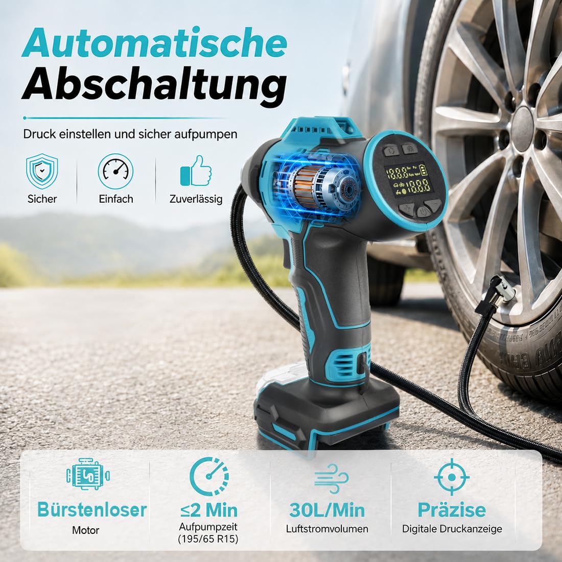 160 PSI Akku Kompressor Kompatibel mit Makita 18V Akkus ohne Akku