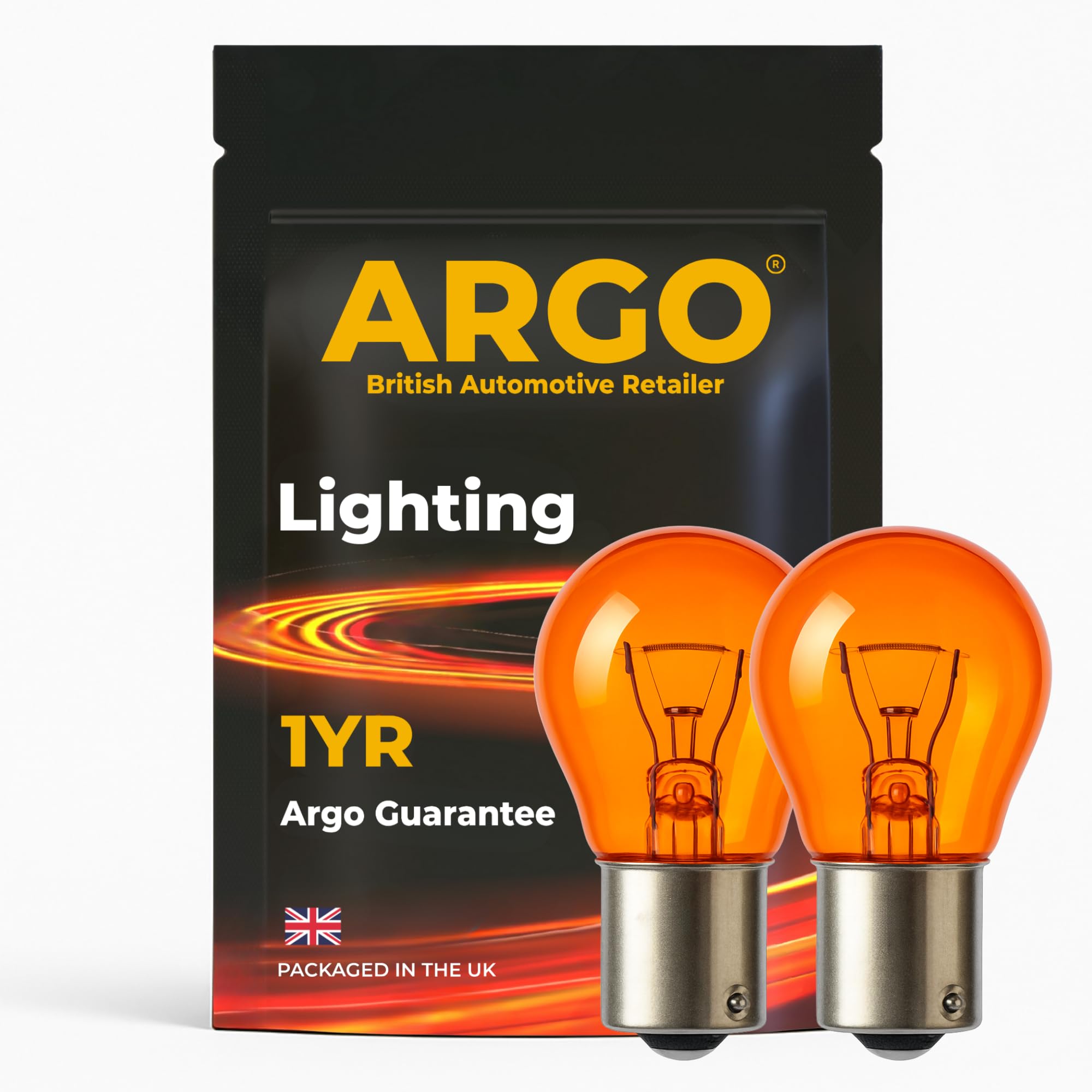 Argo 581 PY21W Indicator Bulbs 12V 21W BAU15S Orange Amber Turn Signal Hazard Light Road Legal Halogen Headlight Bulb - Pack of 2 Replacement - 1