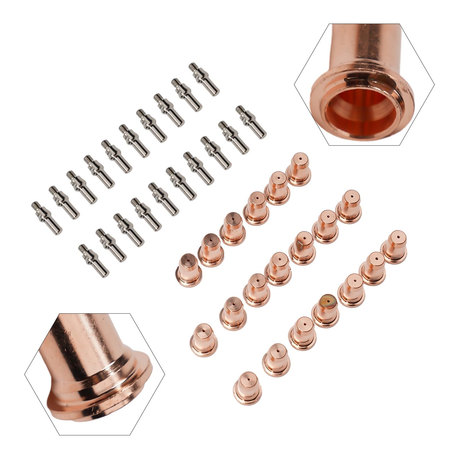 KiraKira Zestaw elektrod i dysz do cięcia plazmowego, 40 sztuk, rozmiary 1,0 mm 1,1 mm do konstrukcji palników IPT-60 PT60 PT40