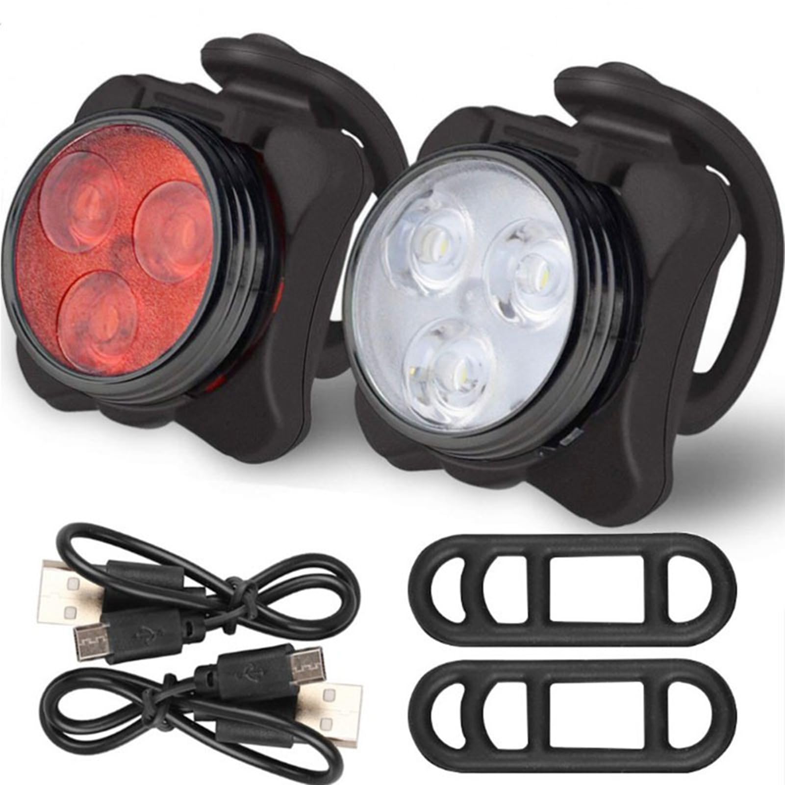 NUZYZ 2pcs USB Rechargeable Bike Light, Waterproof Super Bike Lights for Night Riding 4 Light Mode Options Mountain Bike Headlight LED Lamp Bicycle