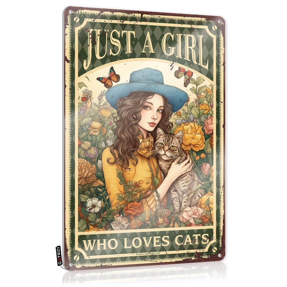 Mwfkkaddb Girls Colour Funny Alcohol Signs Just A Who Loves Cats Tin Sign Garden Wall Artcool Room Decorvintage Decorbest Grandma Gifts Bar Sign For Home Decor Bar Posters(30X40cm)