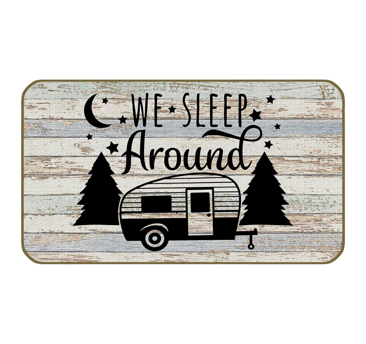 UINHMOP 17''×30''We Sleep Around Decorative Doormat,Funny Camping Floor Mats, Farmhouse Decor for Home Front Door Porch Outdoor Indoor Campsite