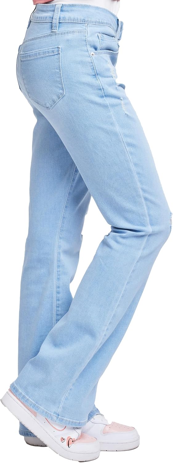 YMI Girls' Basic 1-Button Clean Hem Flare Jean