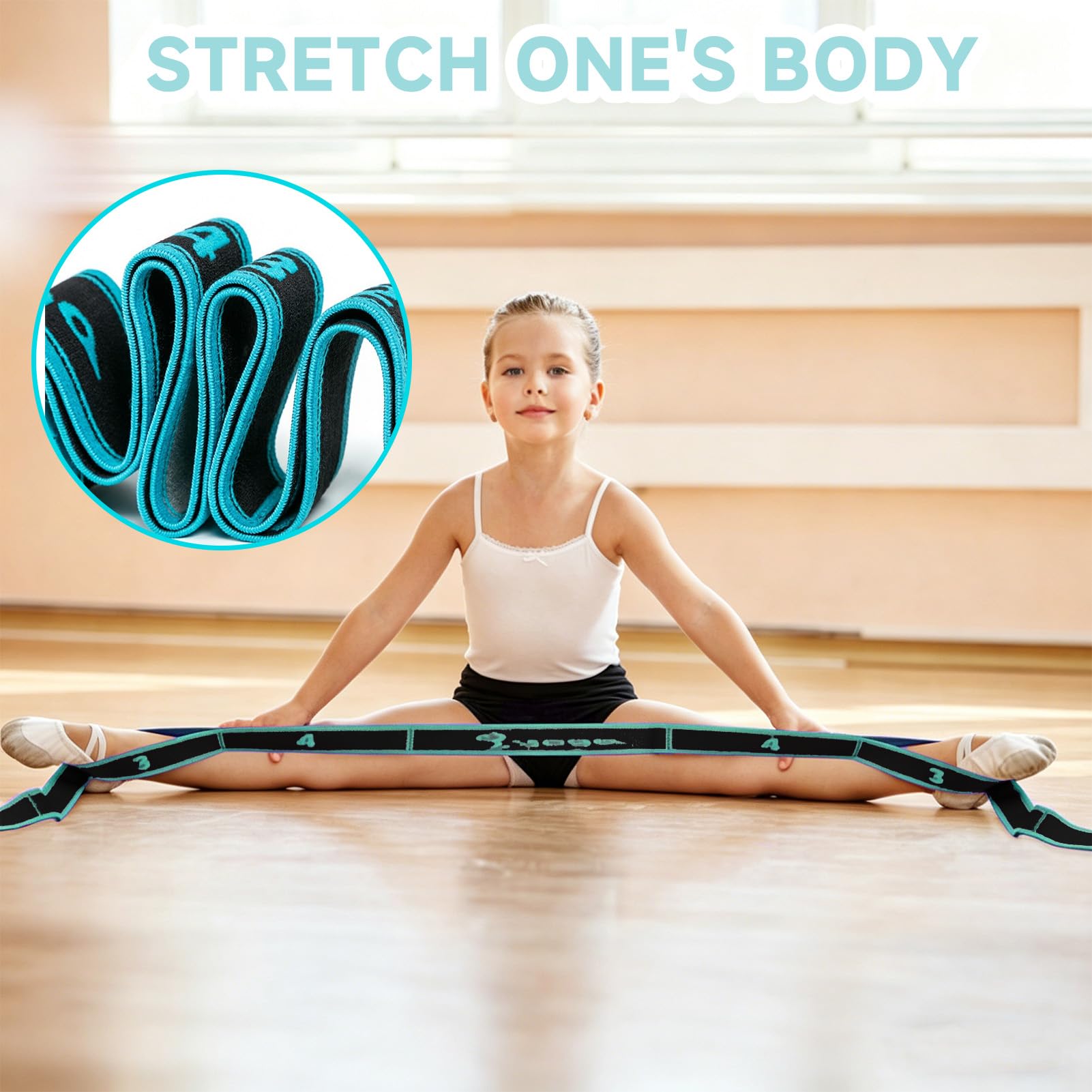 Élastique de Danse Sport avec 9 Boucles Bande Résistance Fitness Étirements Yoga Bleu