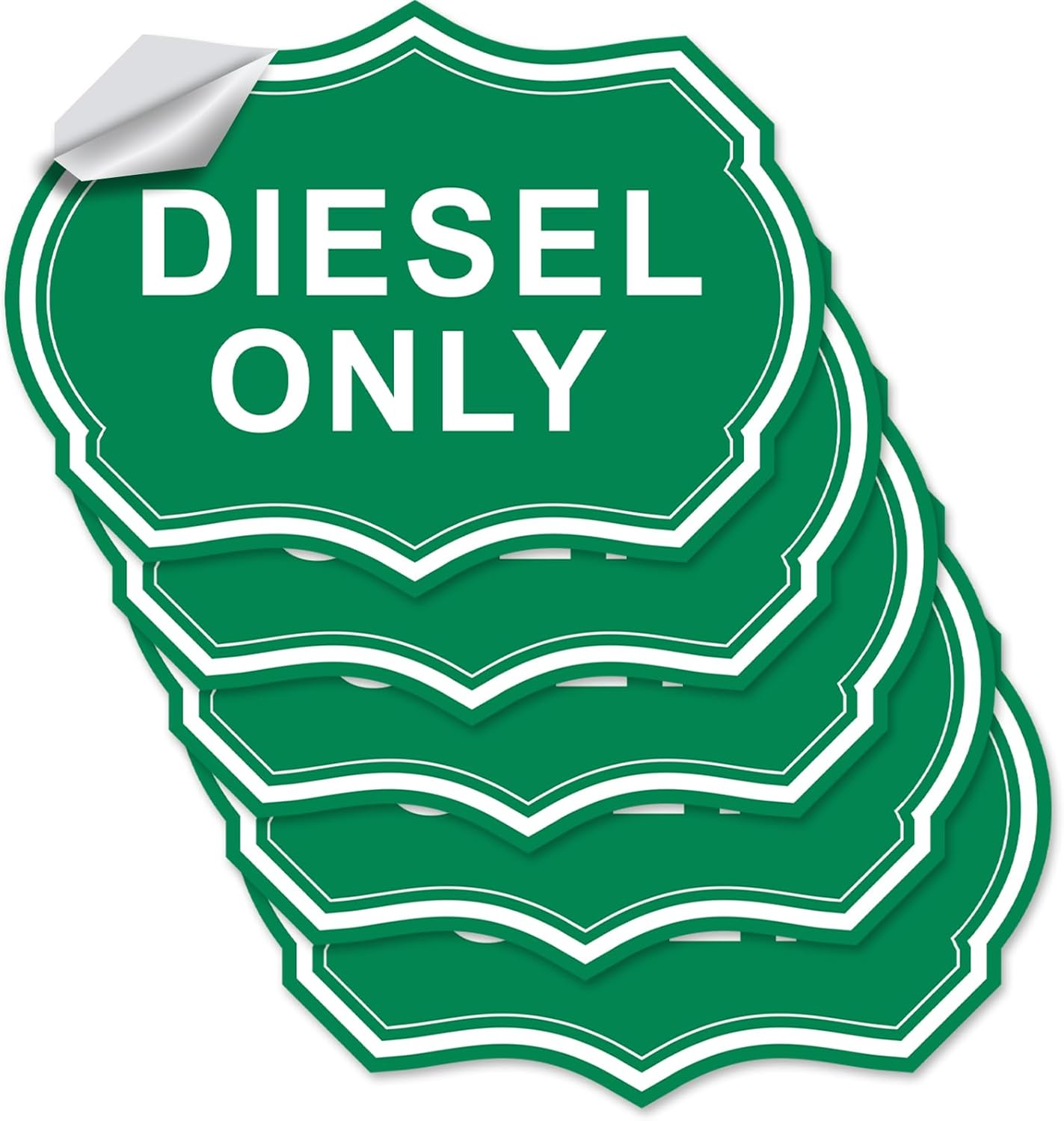 Diesel Only Sticker Sign,5 Pack SelfAdhesive/Weatherproof