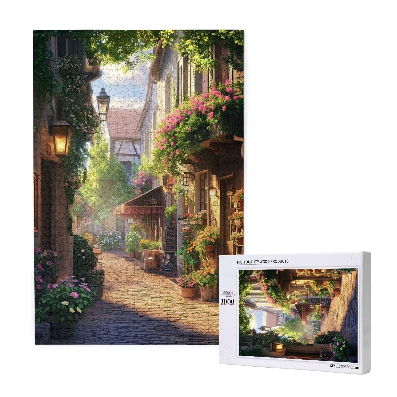 Puzzles Paisaje 1000 Adultos, Puzzle Calle con Cajas y Cartel, Juego Clásico de Puzzle Arte para Entretenimiento Adultos, Regalos de Decoración del Hogar para Pasatiempos Creativos de Mujeres 2T-1860