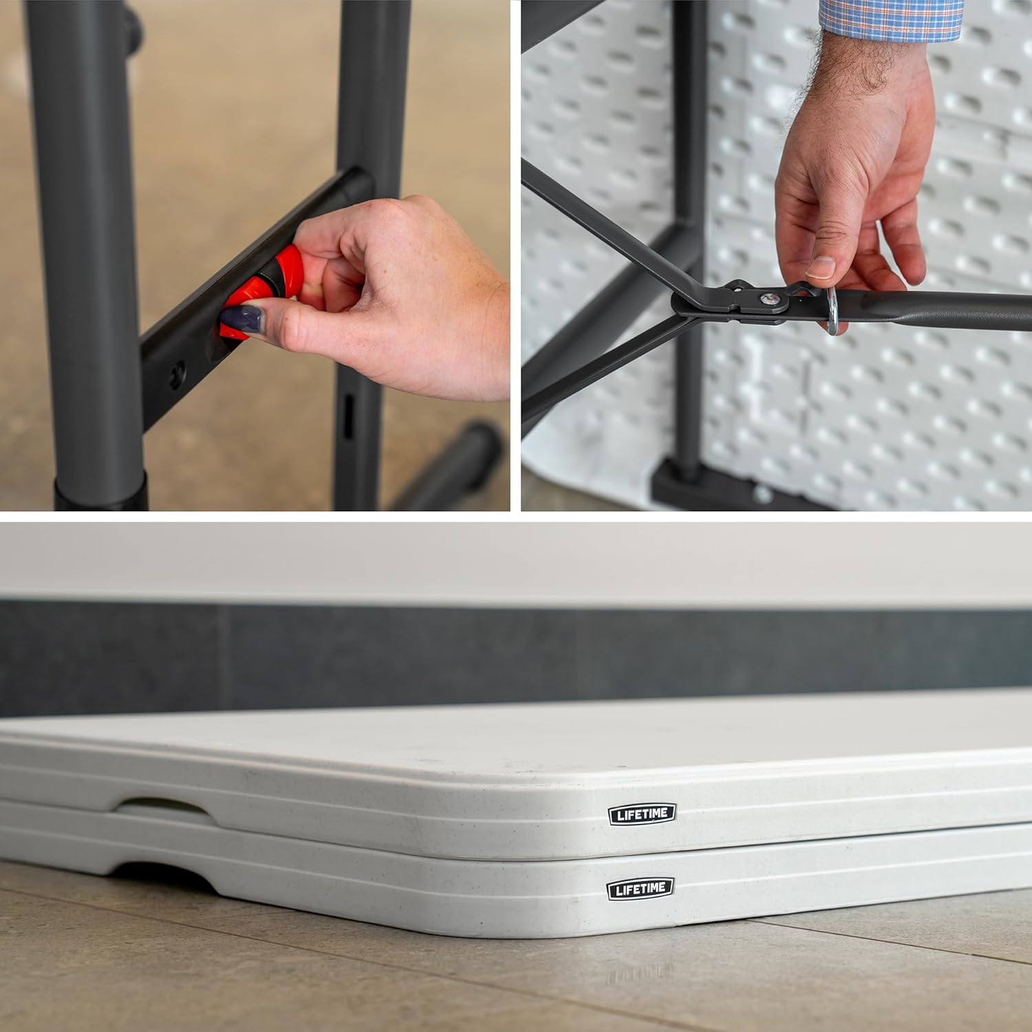 Lifetime 6-Foot Adjustable Height Nesting Table, Commercial, White Granite