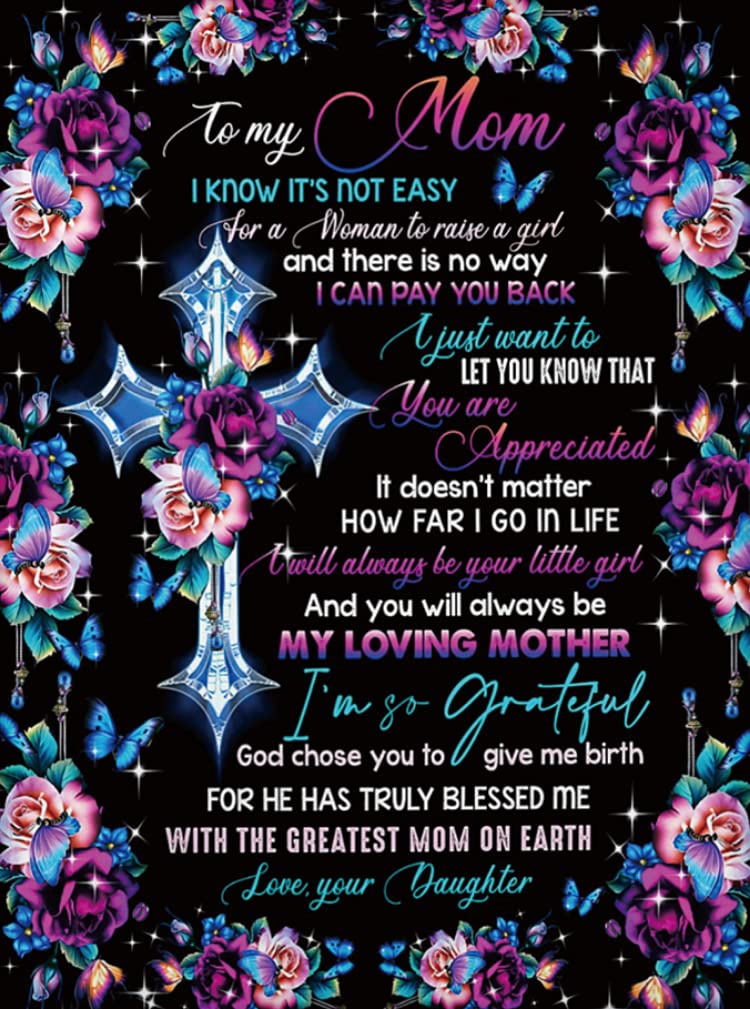 Love You Letter Blanket Fleece Throw Blanket Loving Gifts for Easter Mother's Day Father's Day Birthday 50" * 60" (Cross- to My Mom)