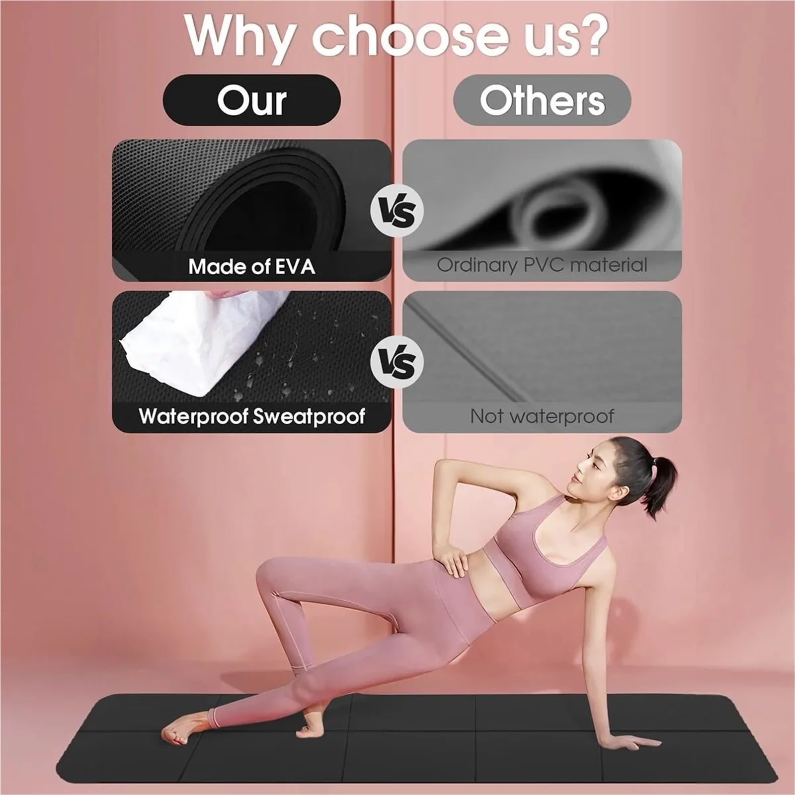 Tappetino Palestra Tappetino yoga sportivo fitness EVA schiuma confortevole spessore 4 mm e pilates ginnastica