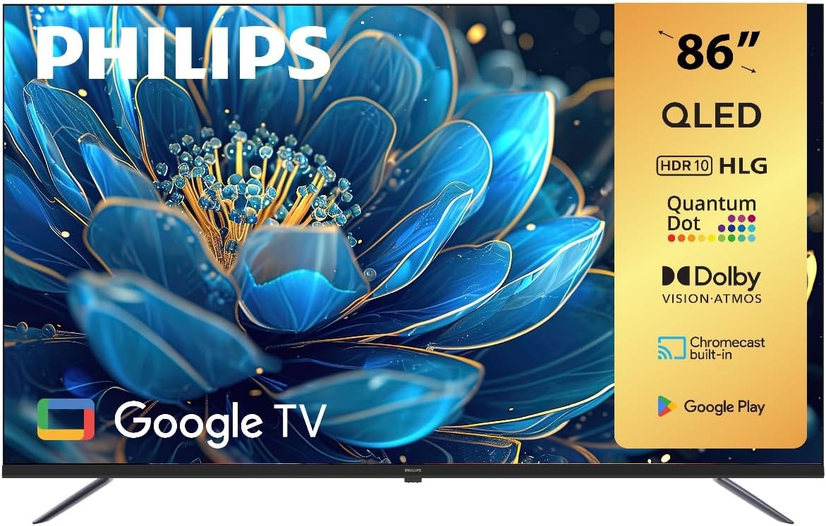 PHILIPS (FLAGSHIP MODEL) 86 INCH PREMIUM QLED GOOGLE SMART TV | WORLDWIDE WARRANTY | DOLBY VISION & ATMOS | ADVANCED IMAGE PROCESSOR | QLED GOOGLE SMART TV WITH ULTRA -ADVANCED FEATURES|86PQT8169