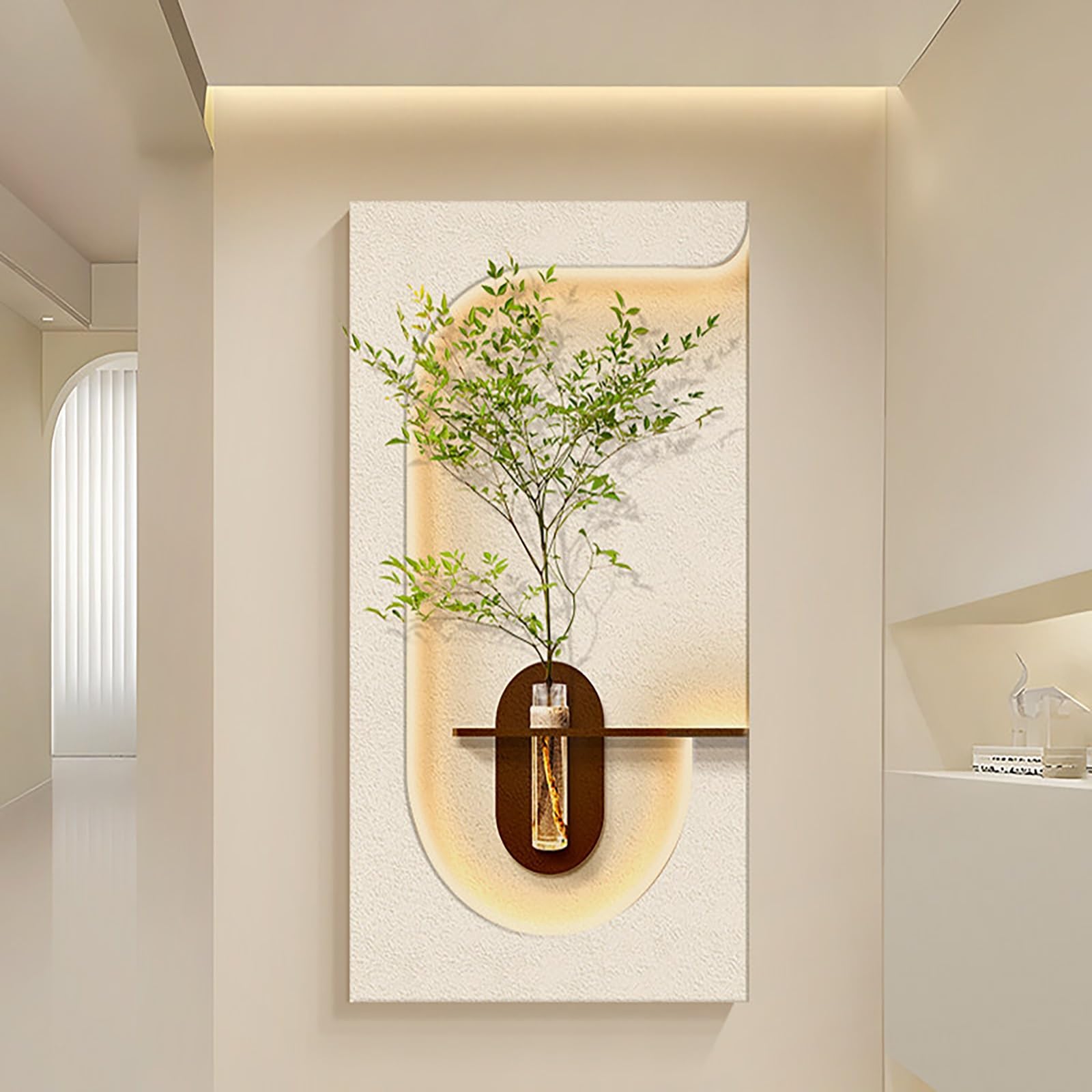 ZCQMSCWW 3D LED Minimalist Sandstone Textured Wall Sculpture Decor, Warm Light with Remote & Plug-in for Living Room, Study, Entrance(W,120 * 70cm/47.2 * 27.5in)