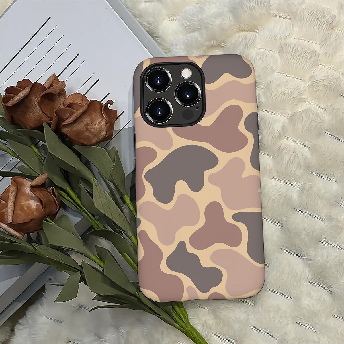 for iPhone 16 Pro Max Case,HH2 Camouflage Camo Leaf Hybrid 2 Layer Hard Shell Silicone Protective Pattern Design Case - Image 5