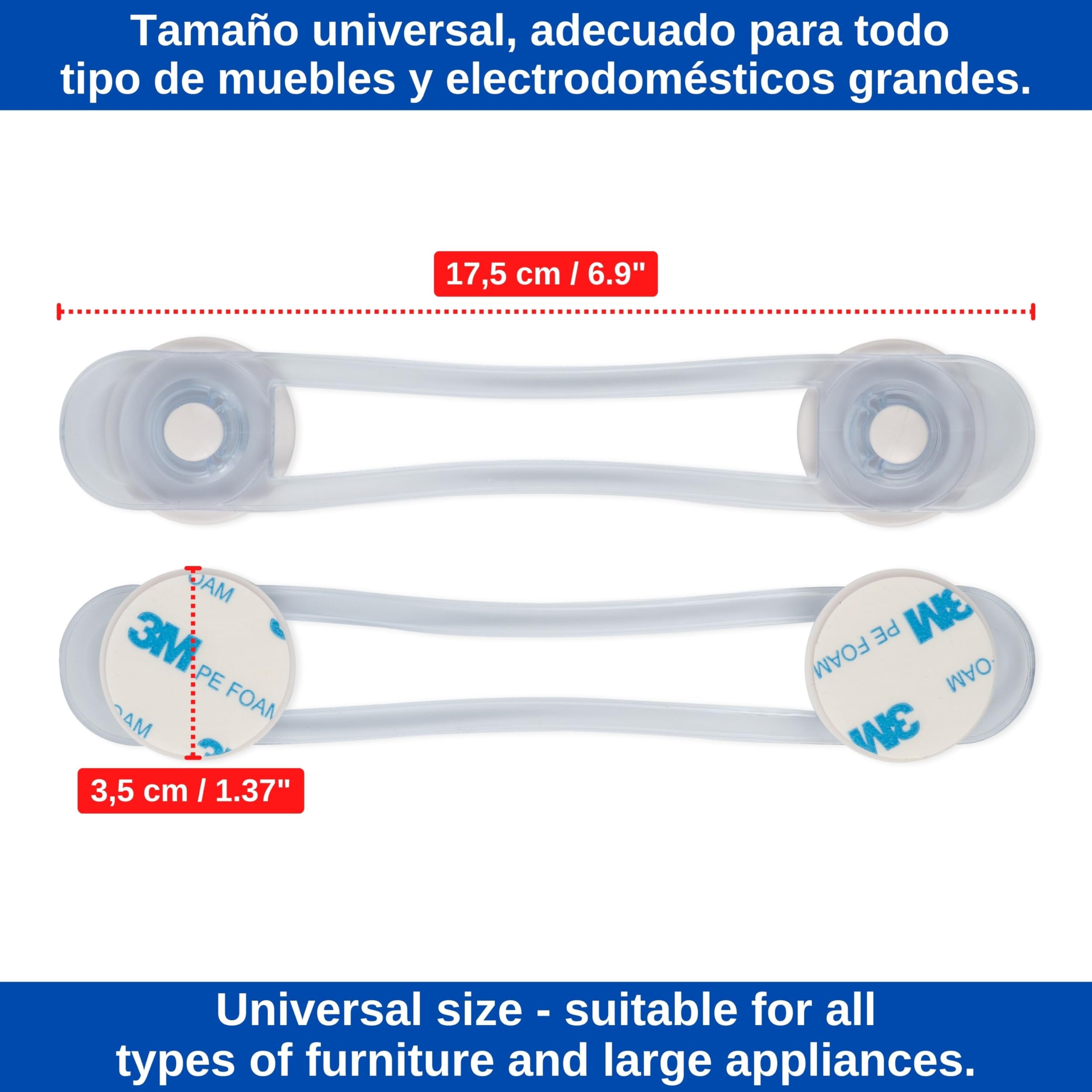 Cerraduras de Seguridad, 8 piezas, en Transparente, para niños y mascotas, con adhesivo especial, Cierres seguridad para Armarios, Cajones, Despensa, Horno, Nevera, Puerta, Protector Cajones Bebé