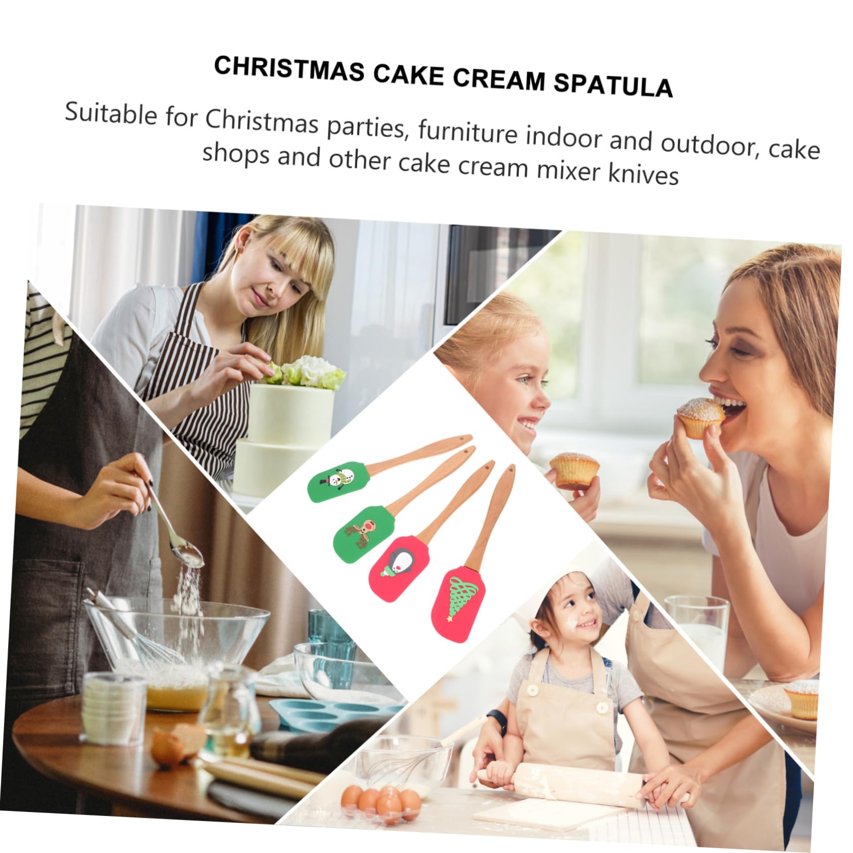 TOPBATHY 3 Sätze Silikoncremespatel Cremefarbener Spachtel Buttercremeschaber Kuchencremekratzer Pfannenwender Für Die Küche Backschaber Teigschaber Butterschaberspatel Holz 4 Stück * 3
