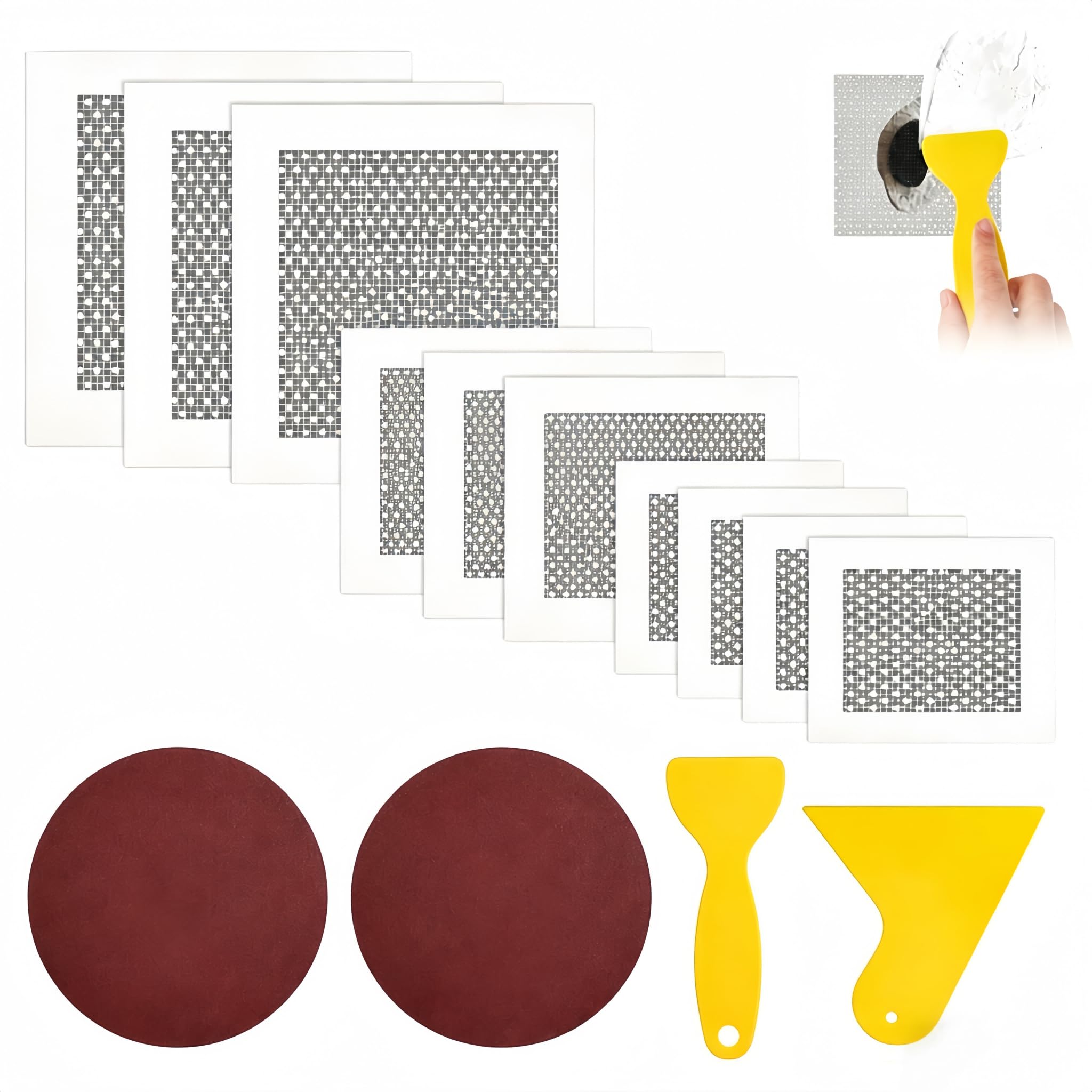14PCS Drywall Repair Patch Kit, 2/4/6 Inch for Repair Damaged Walls