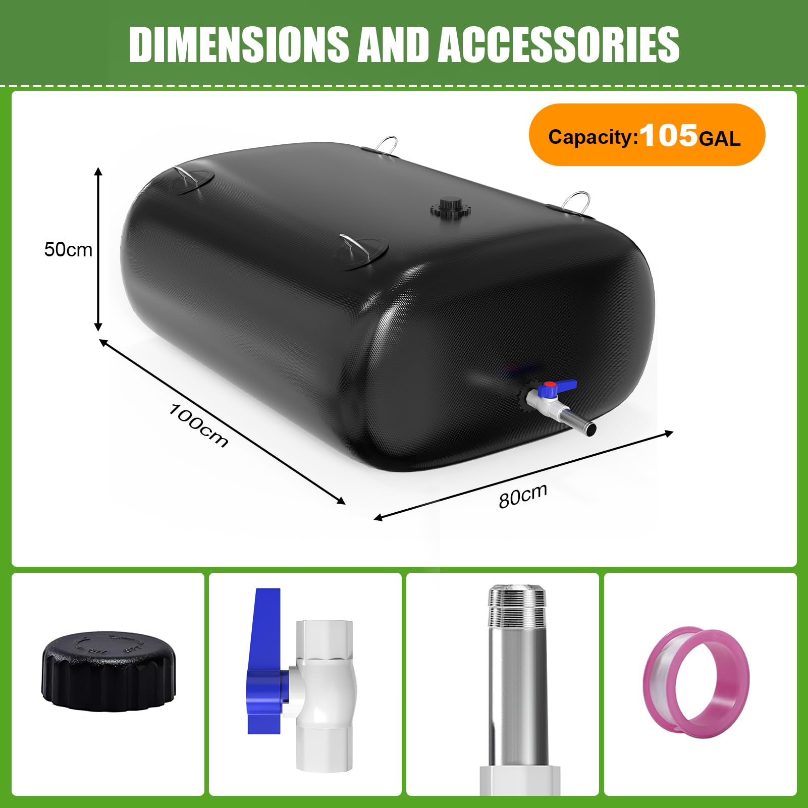 400L Wasserspeicher Blase 3/4 Auslass tragbar faltbar verdickt PVC Weichwassertank für Outdoor