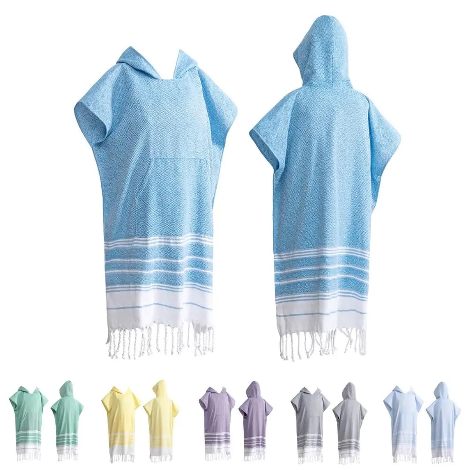 Antisabbia e ad asciugatura rapida, poncho da surf in cotone, accappatoio con cappuccio Poncho da Spiaggia(Purple,75x100cm)
