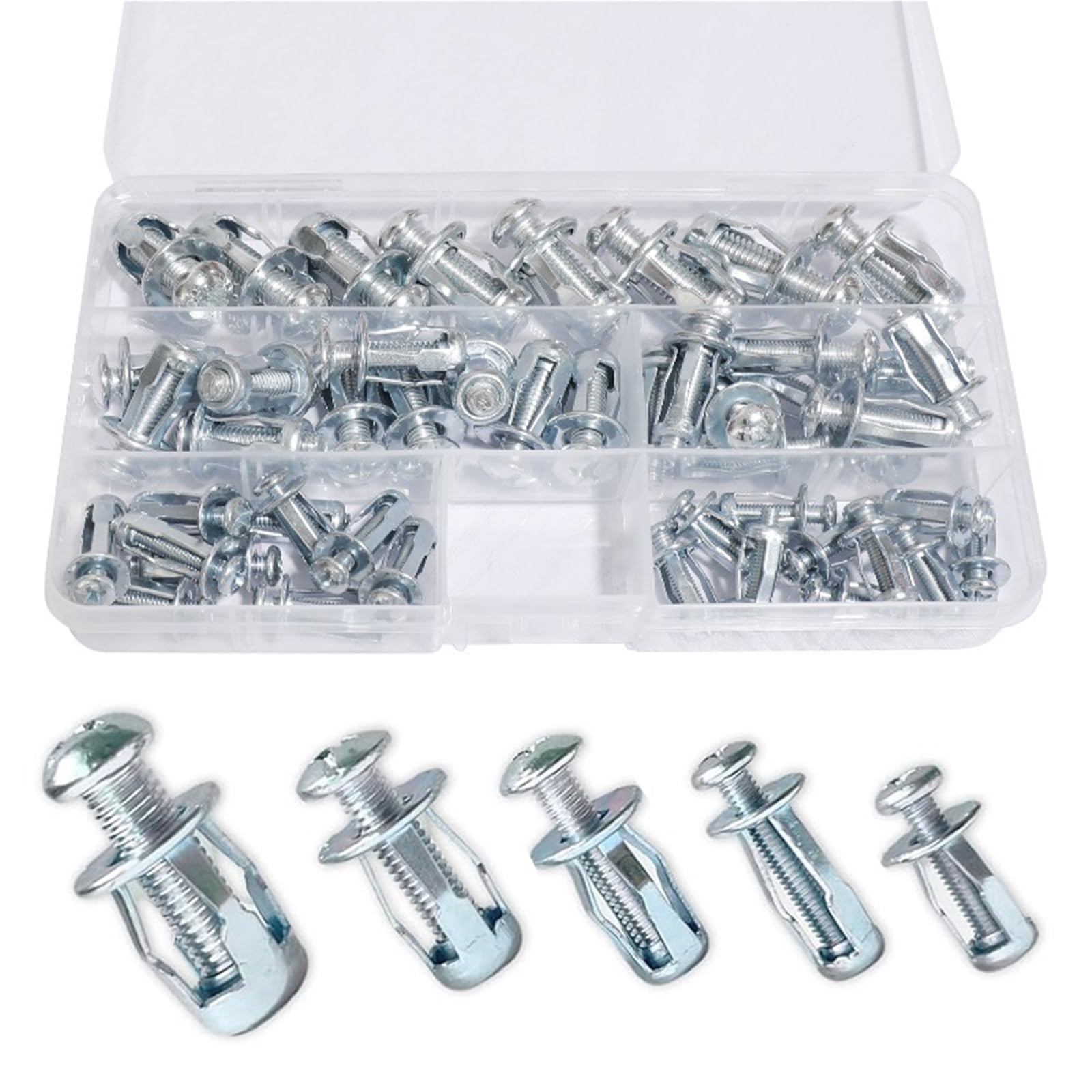 Tacos de expansión Tuercas de pétalo, tuercas expansión, remaches acero al carbono con forma, M4, M5, M6 y M8(Combination(48pcs))