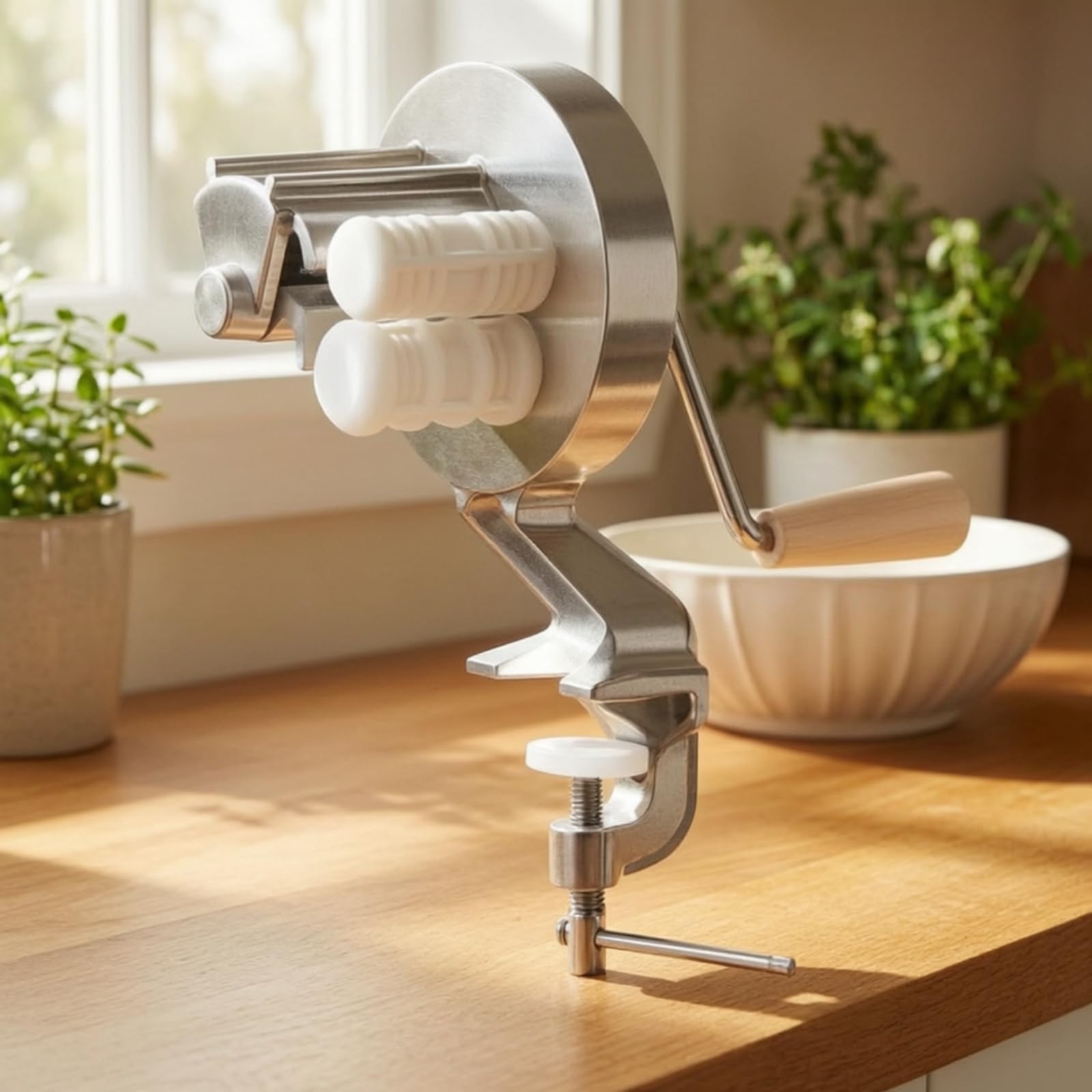 Baoblaze Máquina de Pasta Manual Máquina Pasta Formadora Rodillo de Mano Material Metálico con Abrazadera de Mesa Antideslizante Apta