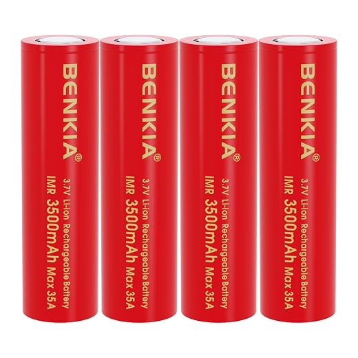 18650 Rechargeable Battery 3500mAh Large Capacity 3.7Volt Li-ion Batteries Flat Top for Headlamp Flashlight (4 Pack)