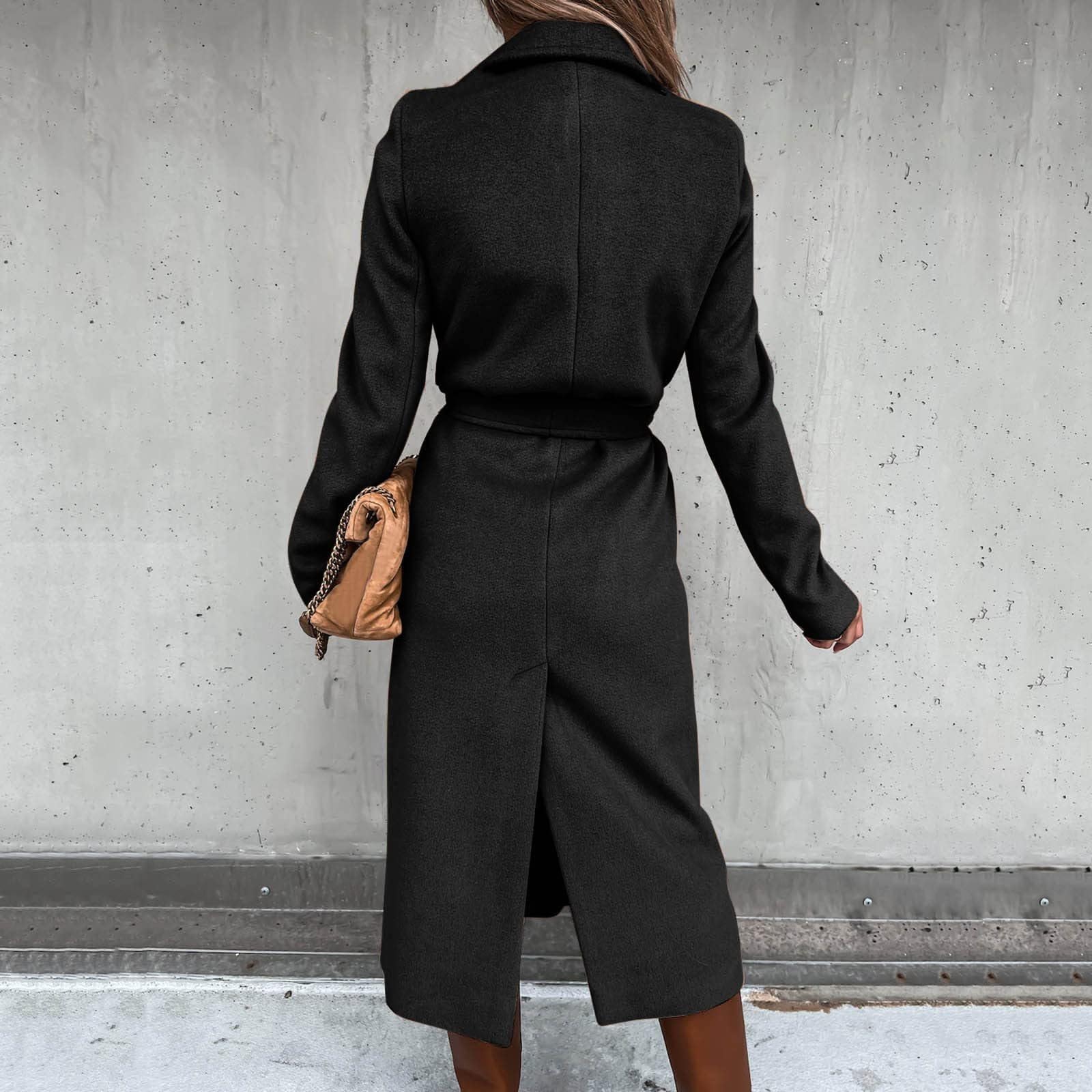 Generico Cappotto Lungo In Lana Da Donna Cappotti Invernali Lunghi Oversize Caldo Trench In Misto Lana Classico Cappotto con Revers A Lancia Elegante Capospalla Da Lavoro
