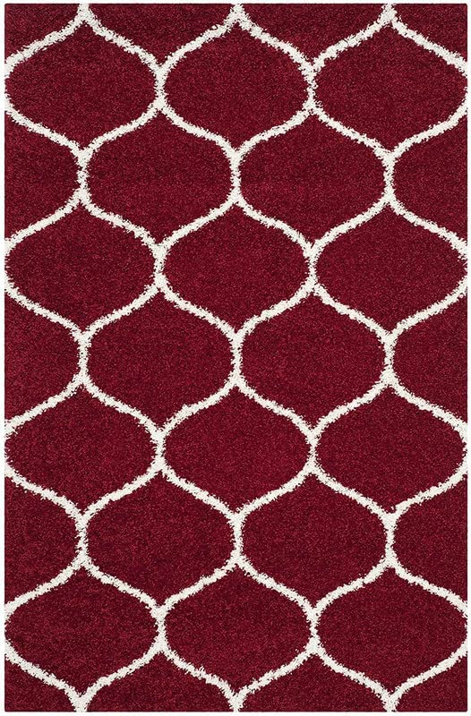 Image of Shaggy Carpet for Living Room 9 X 12 FEET Fluffy Plush Area Rug, Thick Fur Floor Carpet Modern Cozy Rug for Home Decor, Kids Room Bedside Hall, Durable Comfortable Shaggy Rug (RedIvory)