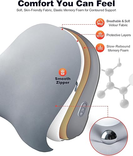 Miniatura 6 de Masajeador Shiatsu de espalda y cuello con calor, almohada de masaje profundo para relajación, diseño con cable para uso de cuerpo completo, regalo