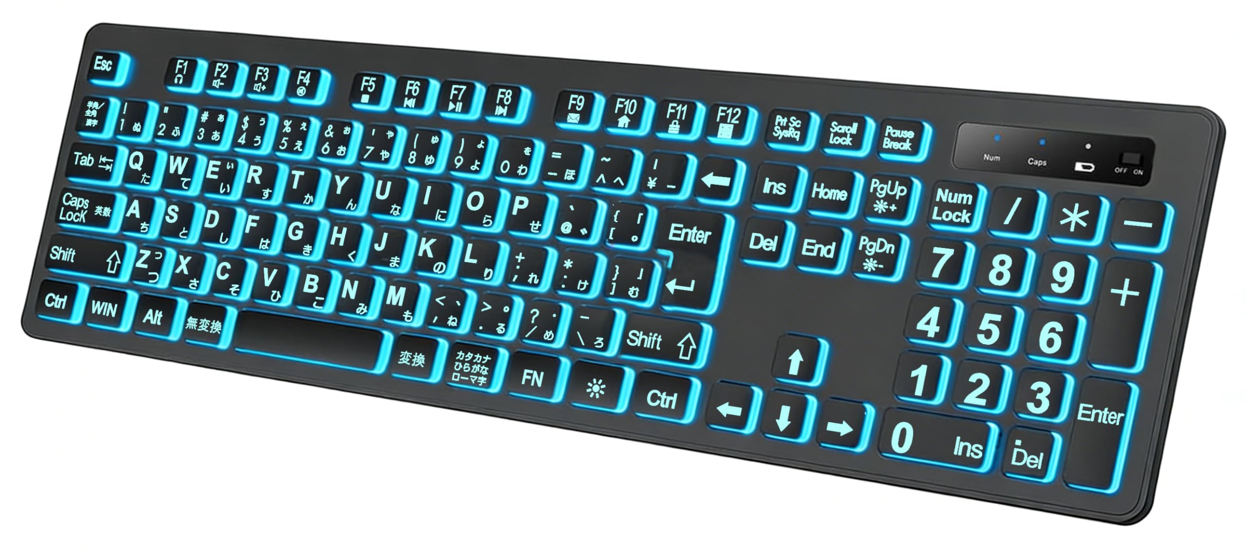 Amazon | 2.4GHzワイヤレス日本語キーボード 7色バックライト 108キー