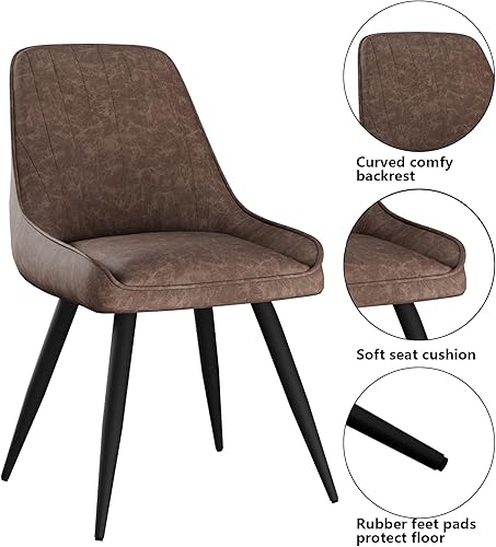 Miniatura 6 de Alunaune Juego de 2 sillas de comedor modernas, tapizadas, de mediados de siglo, sin brazos, para ocio, sala de estar, silla auxiliar de escritorio