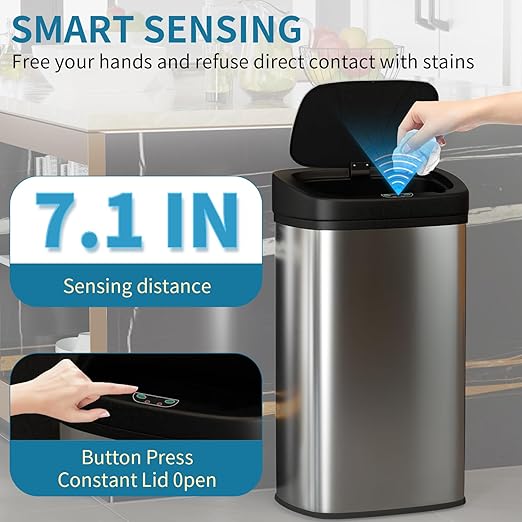 BestOffice 22 Galones Sensor Automático Cubo de Basura Acero Inoxidable miniatura 6