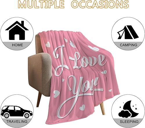 Miniatura 10 de YeeJu Manta para el día de San Valentín, tamaño individual, manta roja con corazón de amor, para novia, esposa, pareja, manta de regalo para sofá o