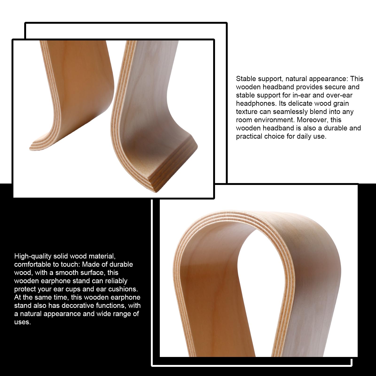 BORDEAG Kopfhörerhalter Aus HolzZ,25CM Kopfhörerhalter HolzZ,Kopfhörer Halter HolzZ Eiche,Kopfhörerständer Universal Aus Holz,Kopfhörer Ständer Holz Für Büro,Wohnzimmer Und Geschenk