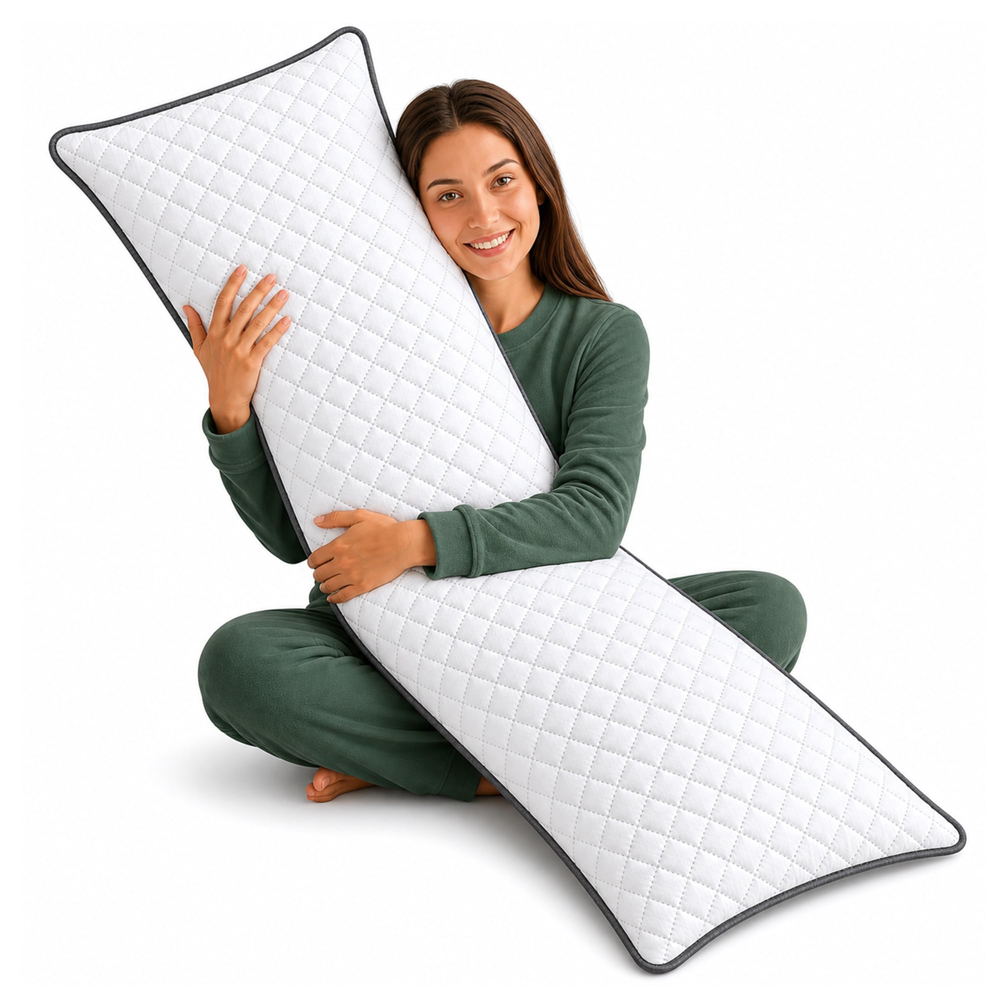 Ultrasonic Long Bolster Pillows Hollowfibre Filled Body Pillow (Single - 3FT) - Full Body Orthopedic Comfort Back, Neck & Pregnancy Maternity Soft Support Side Sleepers Pillows