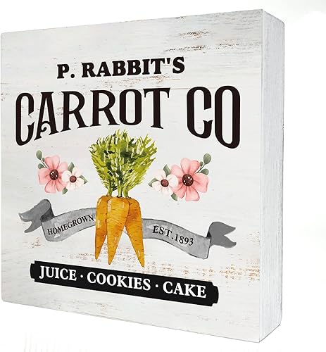 Cartel de madera de zanahoria de Pascua decoración del hogar caja de madera rústica de primavera Pascua placa de bloque para decoración de pared y