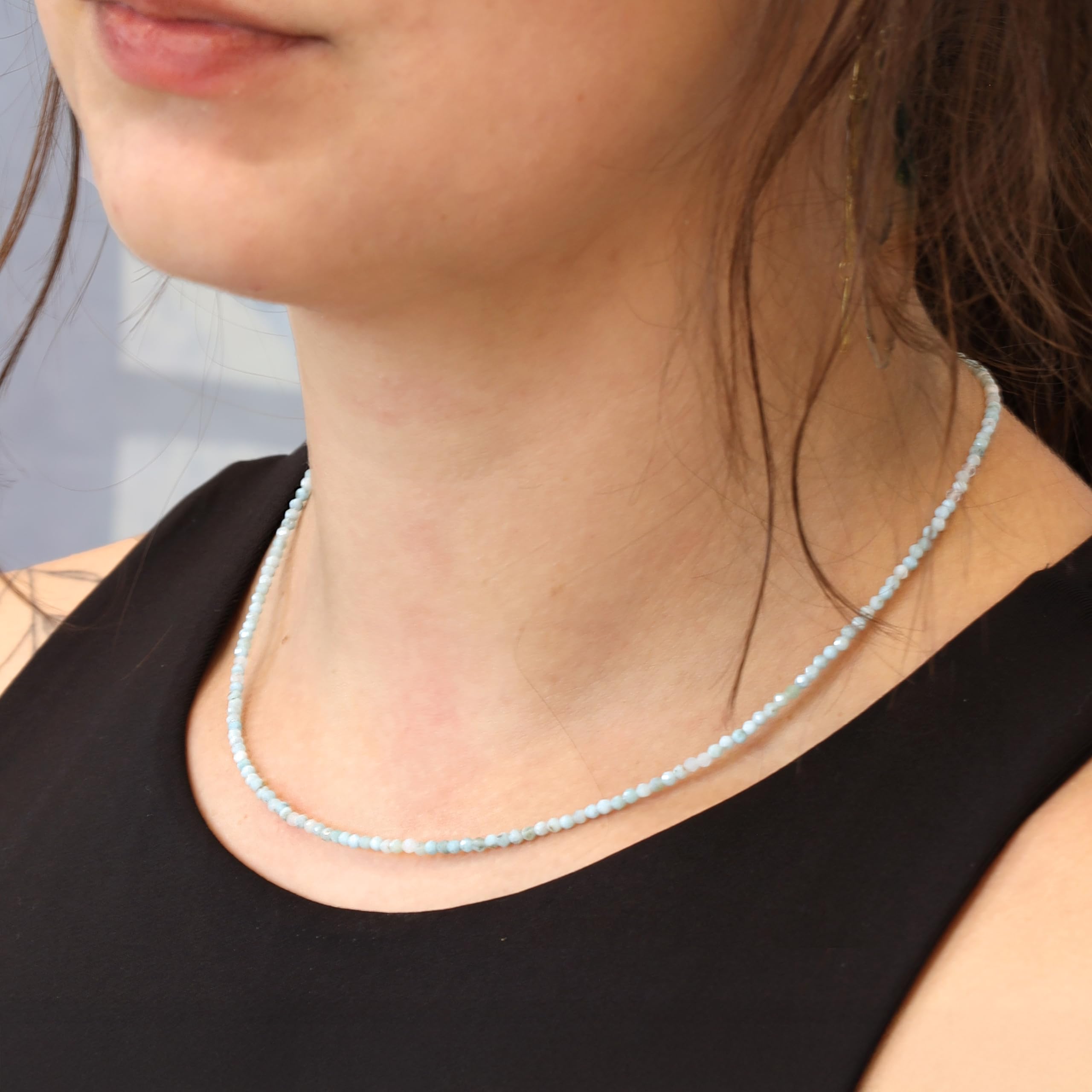 Collana in pietra naturale 2 mm sfaccettata con chiusura in argento 925