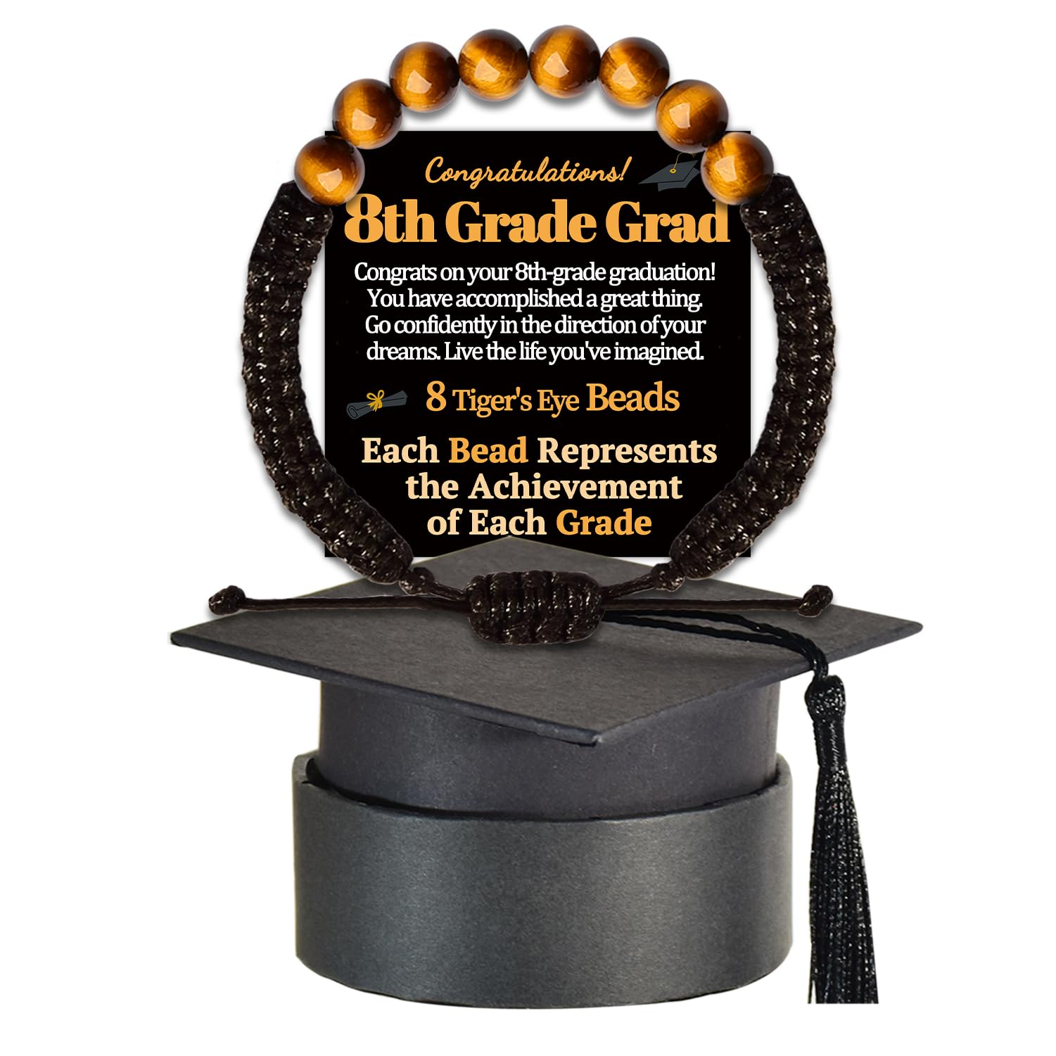5th 6th 8th Grade Graduation Bracelets Gifts for Her Him Grad Card Congratulations Gift Graduates Cap Box Graduating Daughter Son Granddaughter Grandson Nephew Niece Bracelet Jewelry Ideas Unique
