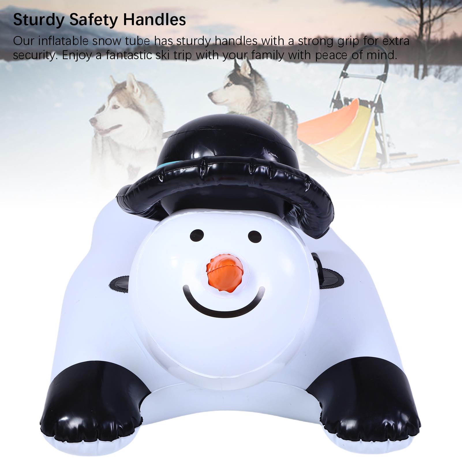 Tubo da neve gonfiabile, pupazzo di neve, tubo da slitta gonfiabile, in PVC spesso invernale con manici robusti per divertimento all'aperto in famiglia
