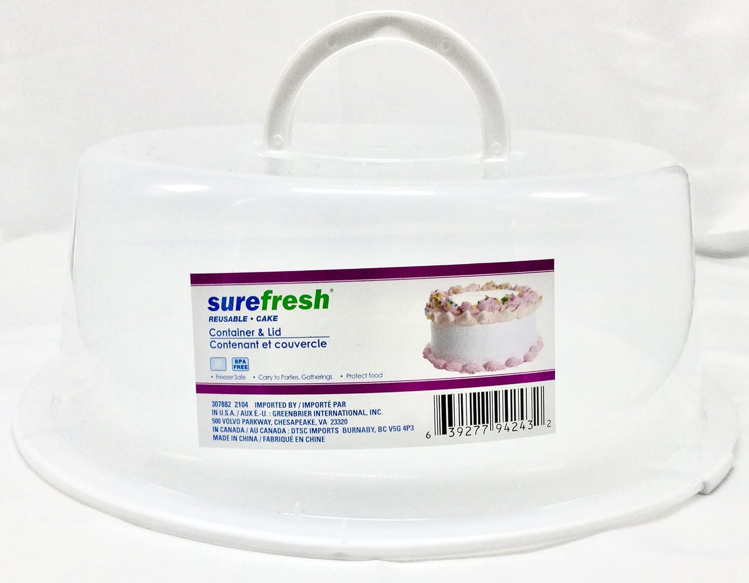 SureFresh Two 9'' Reusable Clear Cake Carriers Containers