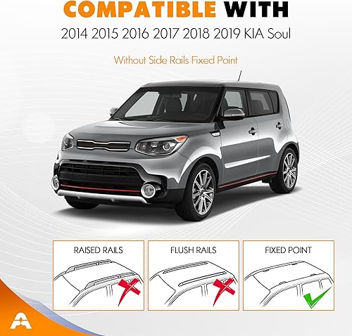 Miniatura 2 de Barras transversales antirrobo compatibles con Kia Soul 2014, 2015, 2016, 2017, 2018, 2019, barras transversales de aluminio resistentes con