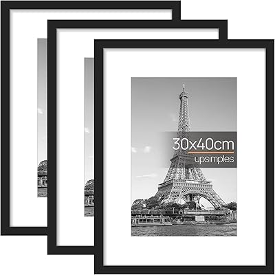 upsimples 3 Pack Bilderrahmen 30x40, Schwarz Rahmen 30x40, Picture Frame für Fotos, Bilder, Poster