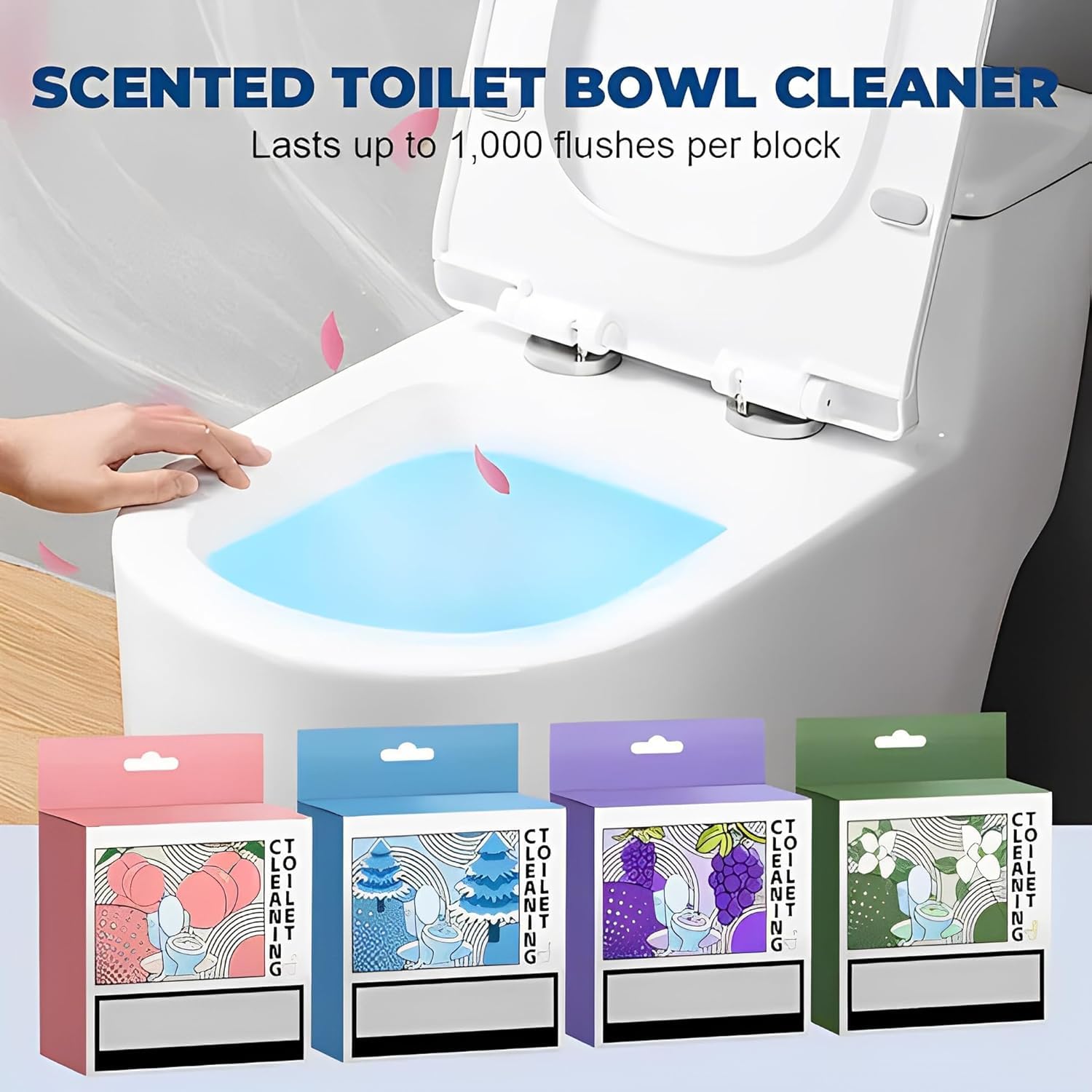 Detergente automatico per la cassetta del WC, potente ed efficace, altamente efficace e pratico, non richiede pulizia e ha una fragranza di lunga durata.
