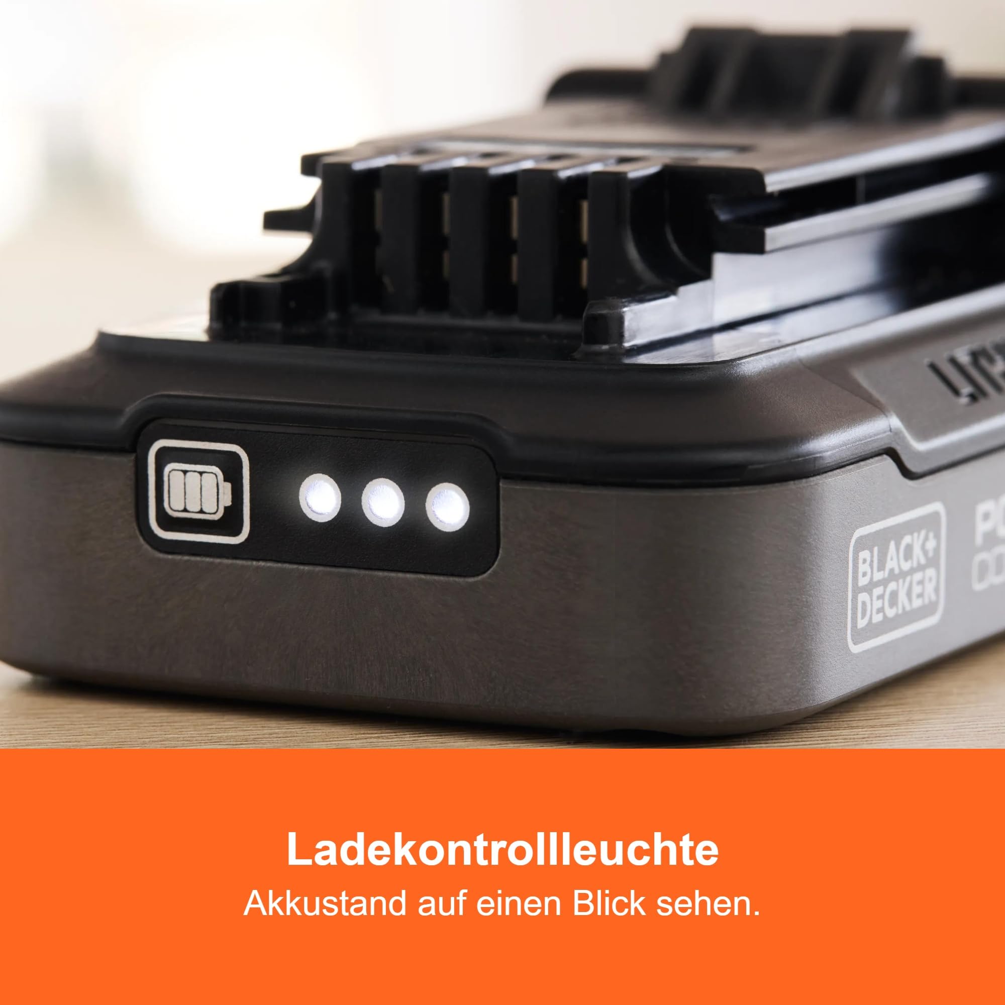 BLACK+DECKER 18 V POWERCONNECT Lithium-Ionen-Akku 2,5 Ah, mit LED-Ladezustandsanzeige, kompatibel mit BLACK+DECKER 18 V Akku-Werkzeugen, BDL2518S-XJ